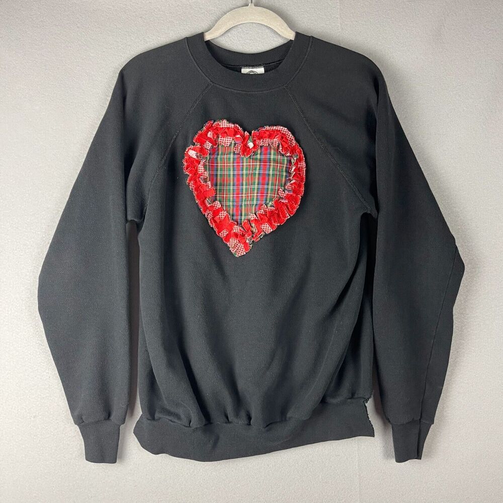 Vintage Pannill Hanes Sweatshirt Women XL Heart Ruffle Artsy Grandma Made In USA